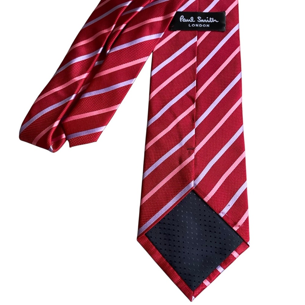Vintage Paul Smith Silk Necktie Red Striped Classic Office - Picture 3 of 5